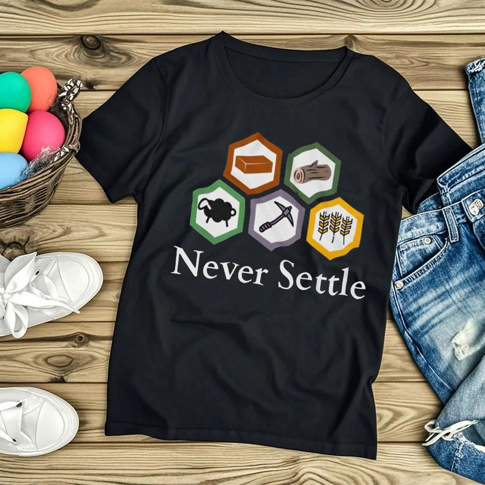 Never Settle Catan Shirt Vinta - Board Game Catan recensie en prijs