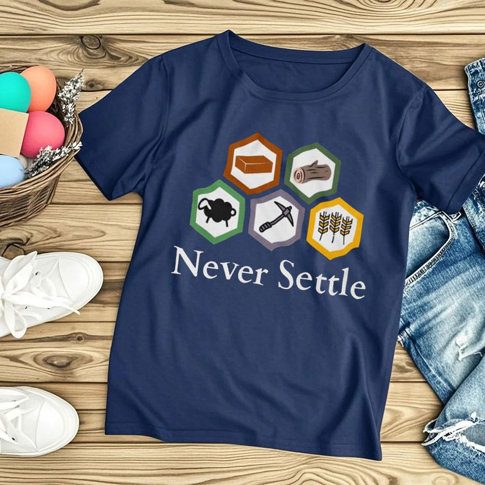 Never Settle Catan Shirt Vinta - Board Game Catan recensie en prijs
