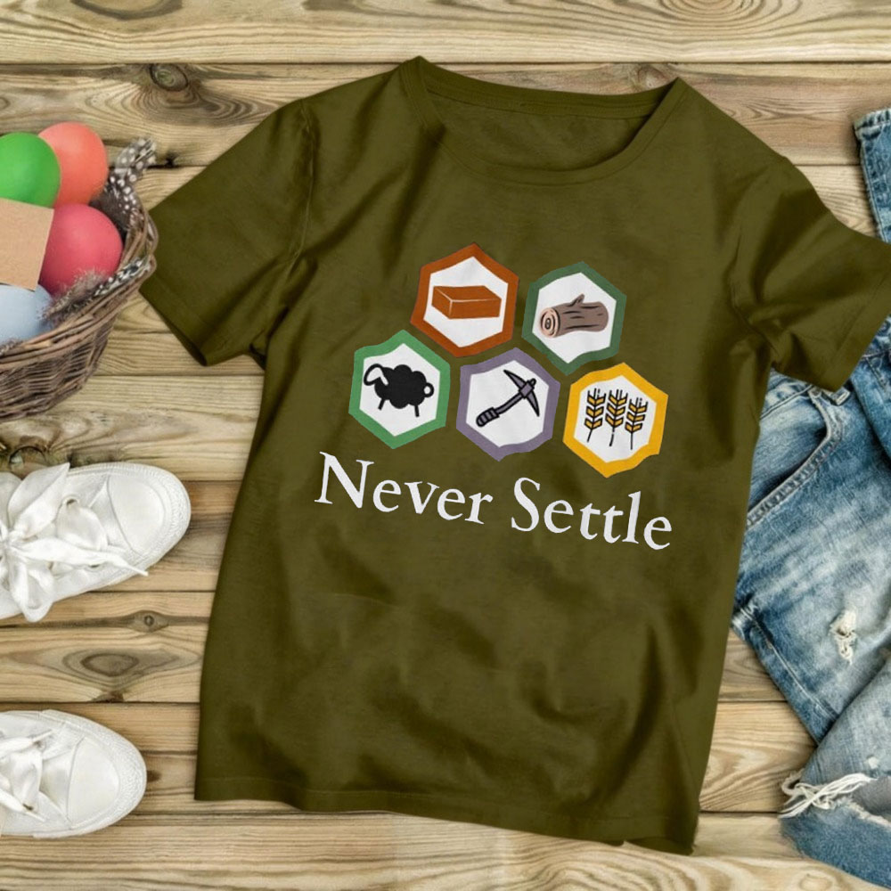 Never Settle Catan Shirt Vinta - Board Game Catan recensie en prijs